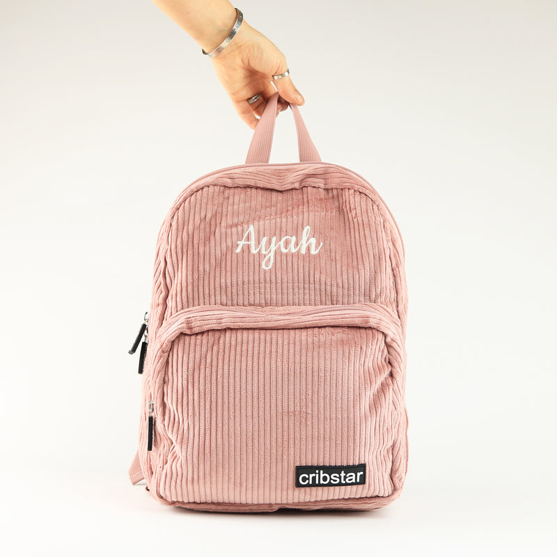 Personalised Kids Corduroy Backpack - Peachy Pink