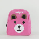 Personalised Kids Canvas Teddy Backpack - Pink
