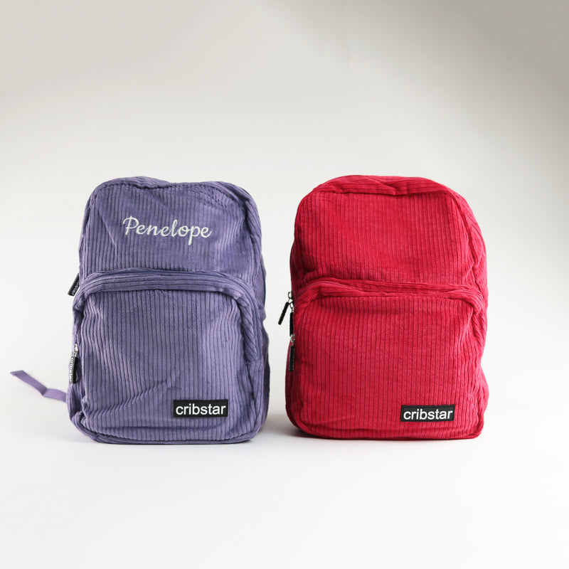 Personalised Kids Corduroy Backpack - Red