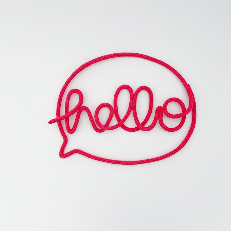 ‘Hello’ Speech Bubble Knitted Wire Word - Kids Room Wall Hanging