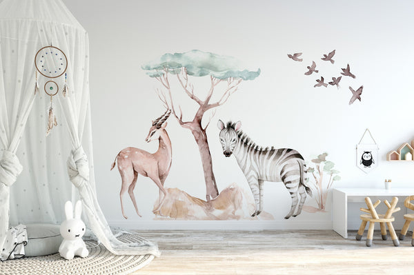 Zebra Wall Decals, Tree Wall Stickers