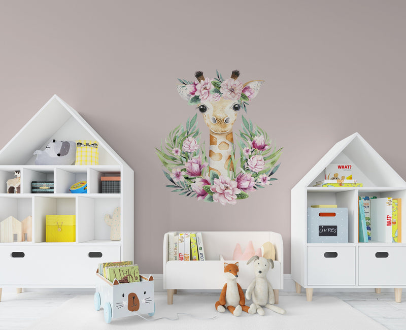 Giraffe and Flower Bundle Wall Sticker