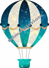 Blue Hot Air Balloon Wall Stickers