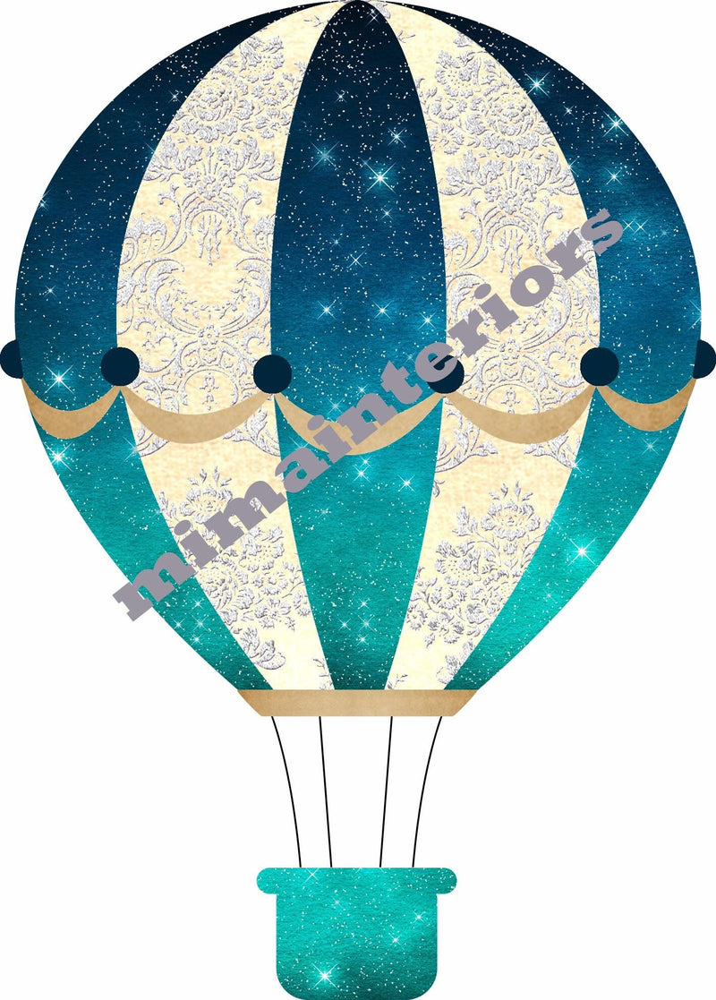 Blue Hot Air Balloon Wall Stickers