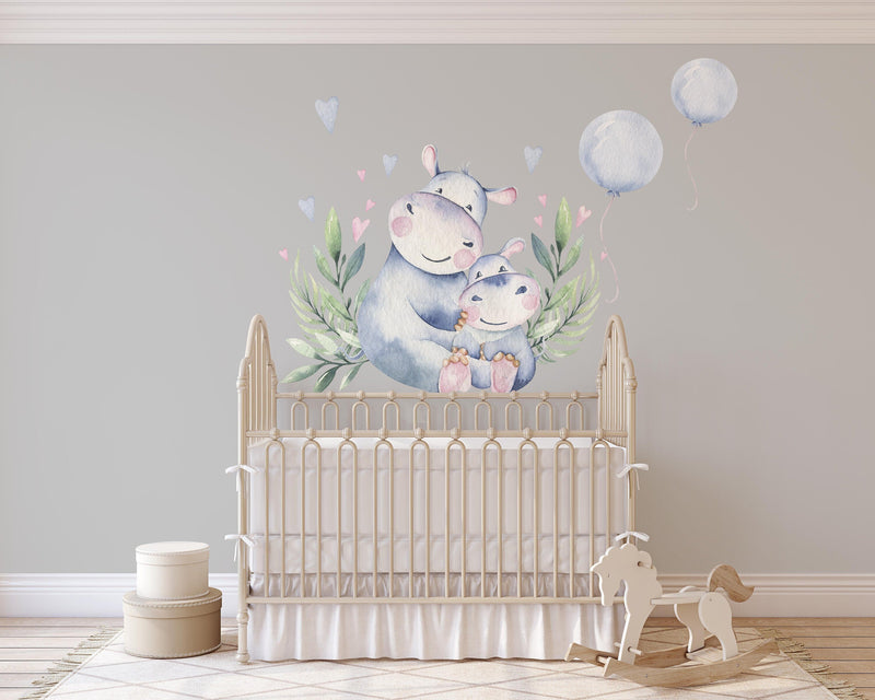 Hippo Family Wall Stickers