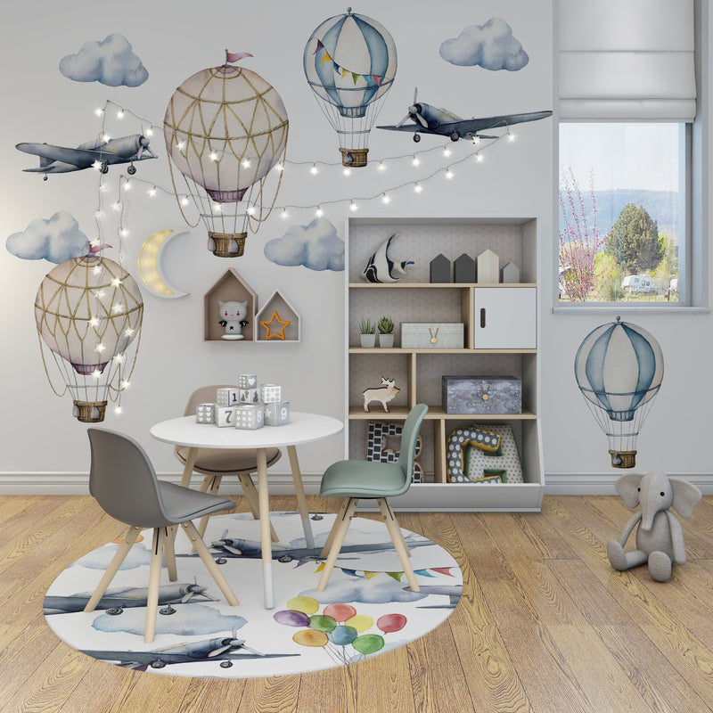 Retro Hot Air Balloon Wall Stickers