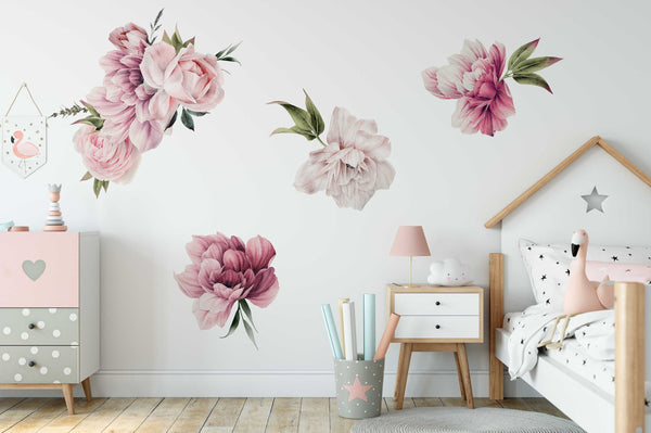 Flower Wall Stickers, Peony Flowers Nursery Wall Stickers