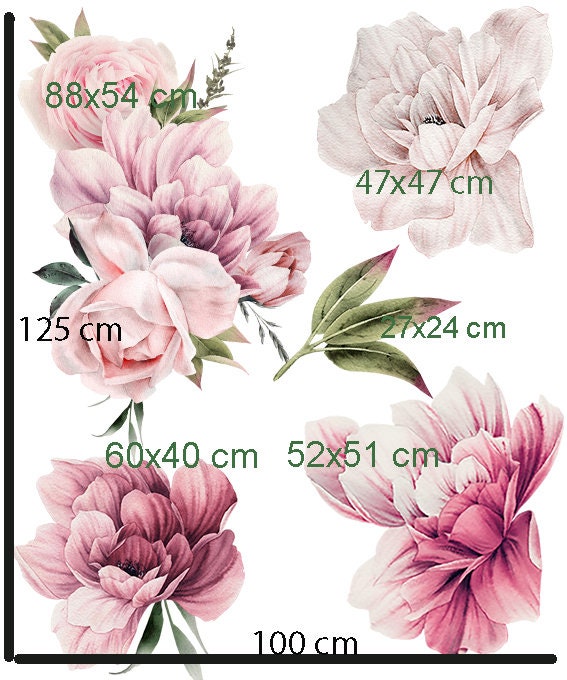 Flower Wall Stickers, Peony Flowers Nursery Wall Stickers