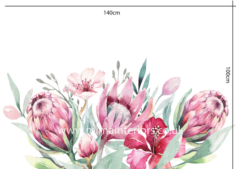 Pink Tropical Flowers Wall Stickers