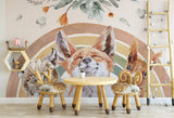 BOHO Mural Wallpaper, Forest Wall Mural, Nursery Forest Animals