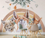 BOHO Mural Wallpaper, Forest Wall Mural, Nursery Forest Animals