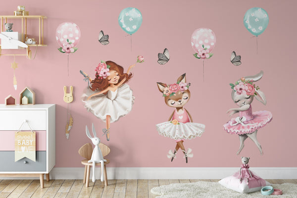 Ballerina Wall Decals, Nursery Wall Stickers, Girls Nursery Decor