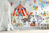 Circus Mural Wallpaper, Clown Wall Mural, Playroom Nursery Decor