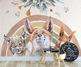 BOHO Mural Wallpaper, Forest Wall Mural, Nursery Forest Animals