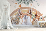 BOHO Mural Wallpaper, Forest Wall Mural, Nursery Forest Animals