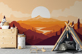 Sunset Mural Wallpaper, Mountains Wallpaper