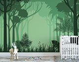 Green Forest Mural Wallpaper, Green Trees Wallpaper