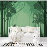 Green Forest Mural Wallpaper, Green Trees Wallpaper