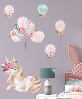 Unicorn and Balloons Wall Stickers