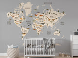 Dinosaur Bedroom Wallpaper, World's Map Wallpaper