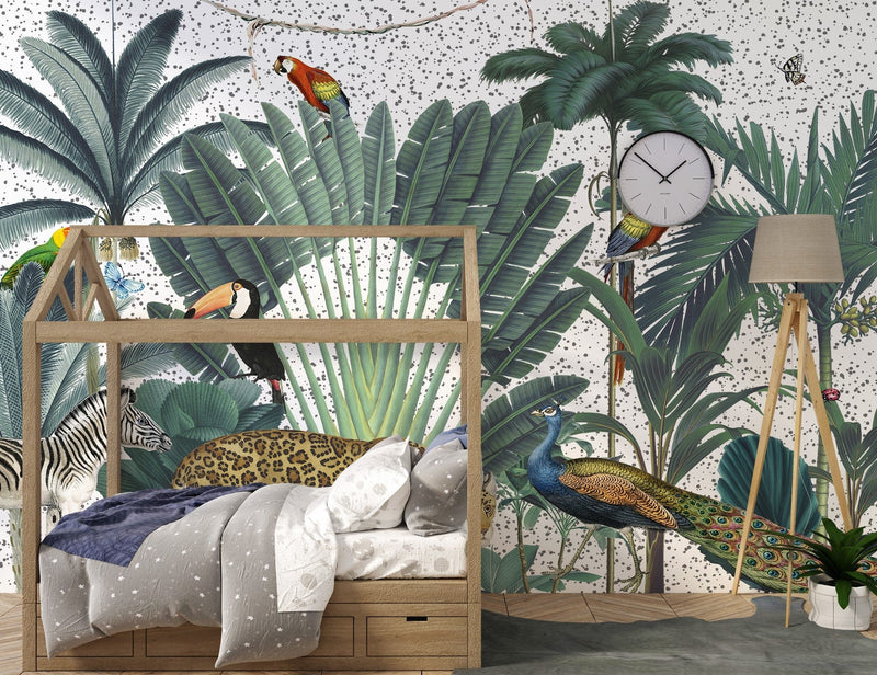 Royal Palms and Animals Wall Mural