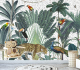 Royal Palms and Animals Wall Mural