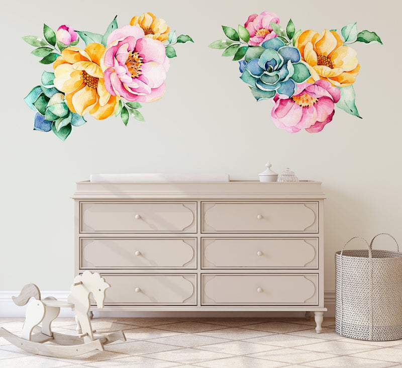 Flower Wall Stickers, Colourful Flowers Nursery Stickers