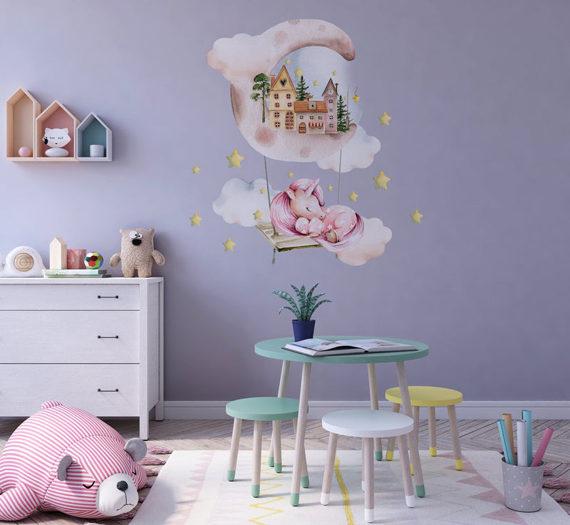 Unicorn and Clouds Wall Sticker