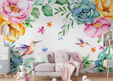 Vibrant Wall Mural, Wild Flowers Wallpaper