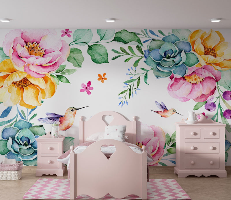 Vibrant Wall Mural, Wild Flowers Wallpaper