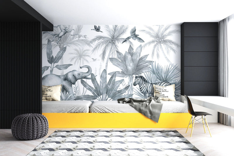 Monochrome Safari Wall Mural