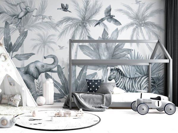 Monochrome Safari Wall Mural