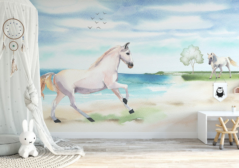 Horse Bedroom Wallpaper, White Horse Wallpaper