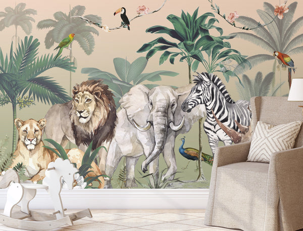 Ombre Safari Wall Mural