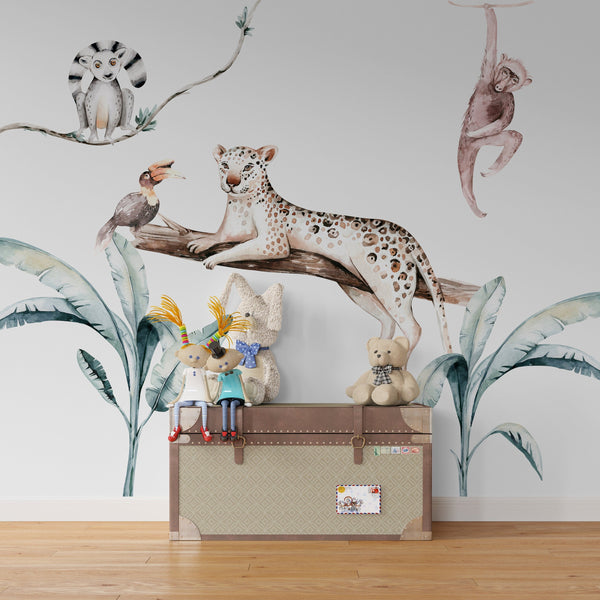 Leopard and Monkey Children Wall Sticker