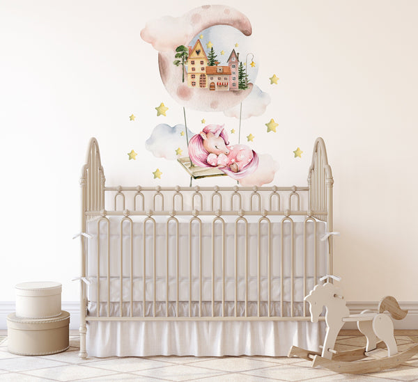 Unicorn and Clouds Wall Sticker