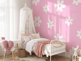 Daisy Wall Mural, Pink Wild Flowers Mural