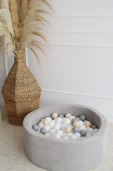 Monio - Grey Corduroy Ball Pit + Balls (colour of your choice)