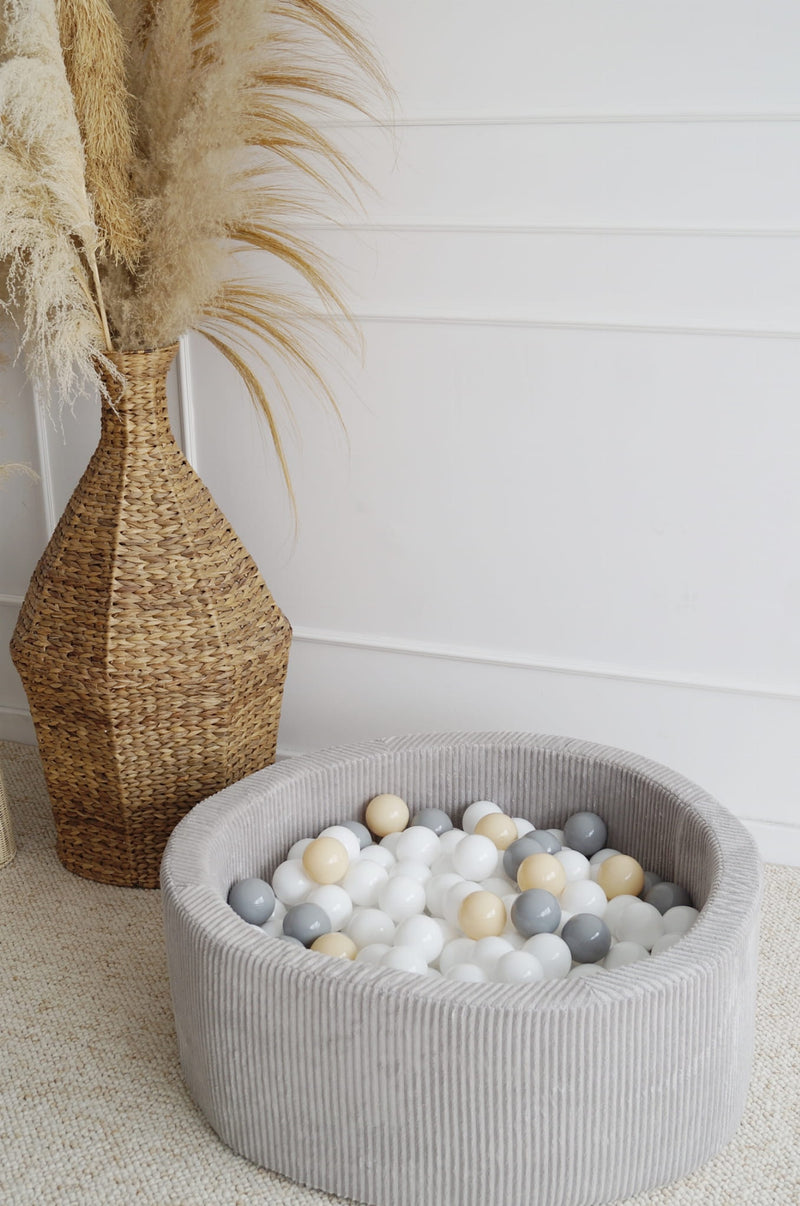 Monio - Grey Corduroy Ball Pit + Balls (colour of your choice)