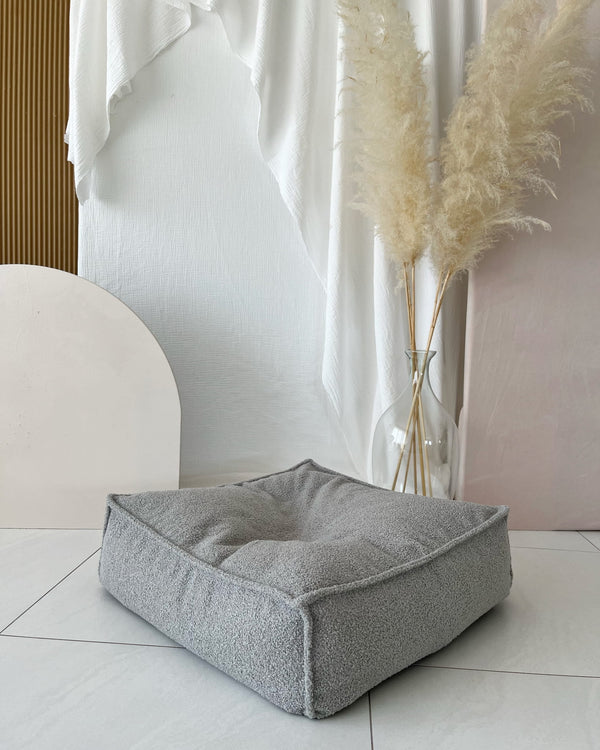 Small Boucle Pouffe-Grey