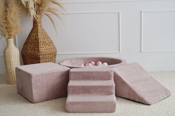 Monio - Corduroy Foam Soft Play & Ball Pit 200 Balls - Dirty Pink