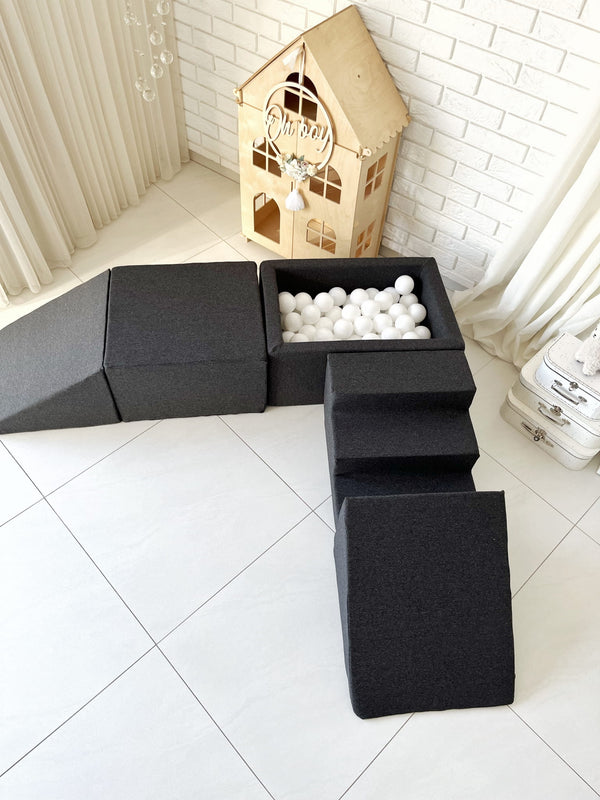 Monio 5 Piece Foam Soft Play & Mini Ball Pit - Graphite