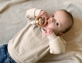 Chewies&more Wooden/Silicone Teething Rings - Croissant - Latte