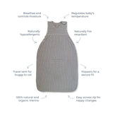 Merino Kids Go Go Sleeping Bag - Duvet Weight - Variegated Stripe Mauve