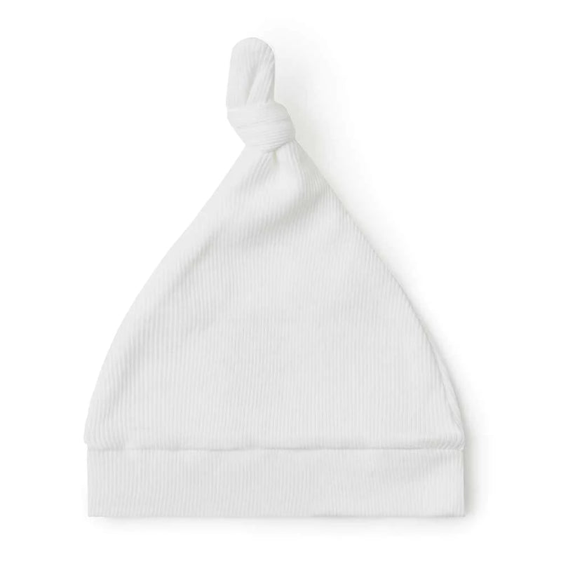 Milk Ribbed Knotted Beanie