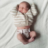 Newborn Reusable Cloth Nappy - Gingham Taupe