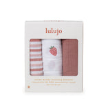 Lulujo - 3 Pack Mini Muslin Cloths - Strawberries