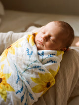 Organic Swaddle Set - Glowing Garden (Sunflower & Blue Butterfly)