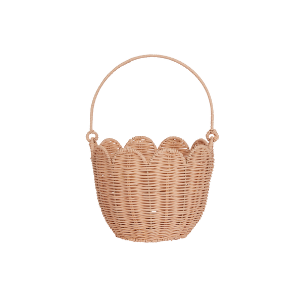 Olli Ella - Rattan Tulip Carry Basket - Seashell Pink