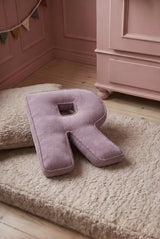 Betty's Home Lavender Corduroy Alphabet Cushion
